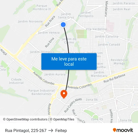 Rua Pintagol, 225-267 to Feitep map