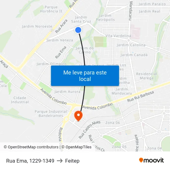 Rua Ema, 1229-1349 to Feitep map