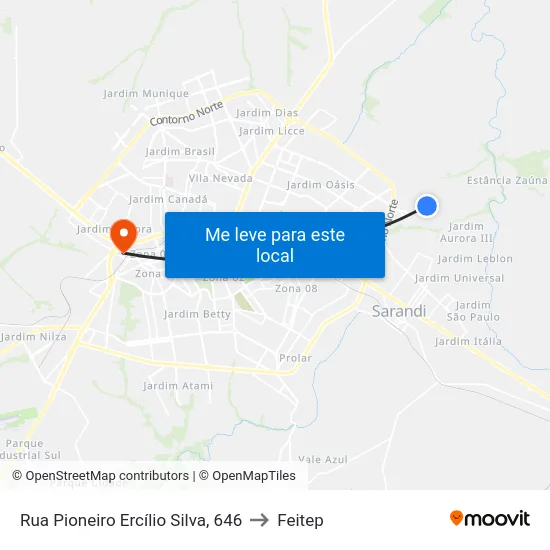 Rua Pioneiro Ercílio Silva, 646 to Feitep map