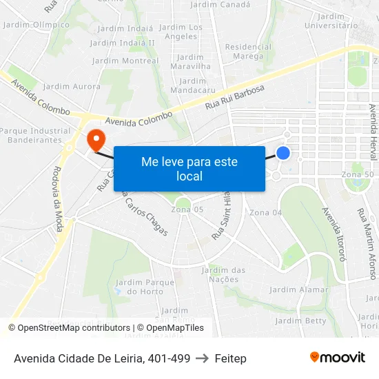 Avenida Cidade De Leiria, 401-499 to Feitep map