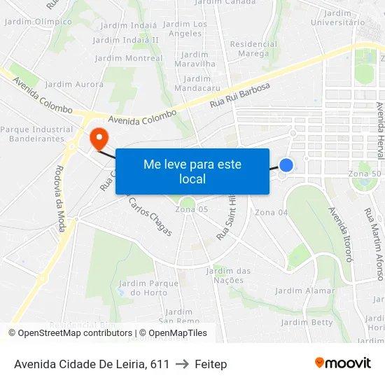 Avenida Cidade De Leiria, 611 to Feitep map