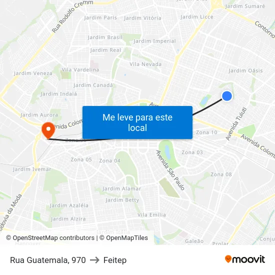 Rua Guatemala, 970 to Feitep map