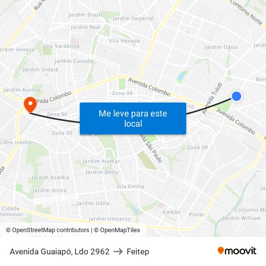 Avenida Guaiapó, Ldo 2962 to Feitep map