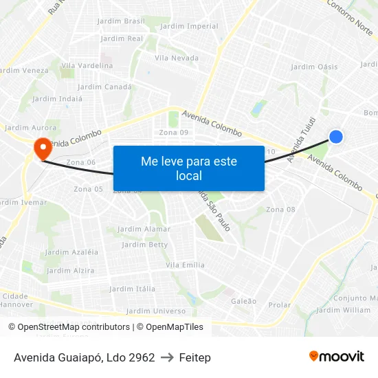 Avenida Guaiapó, Ldo 2962 to Feitep map