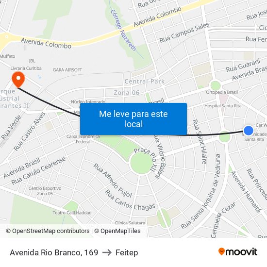 Avenida Rio Branco, 169 to Feitep map