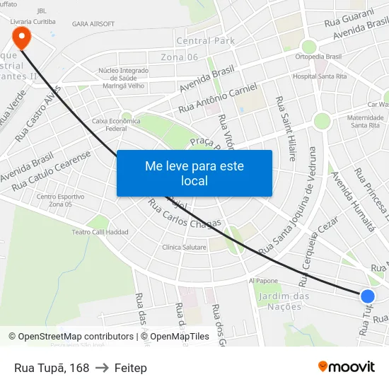 Rua Tupã, 168 to Feitep map