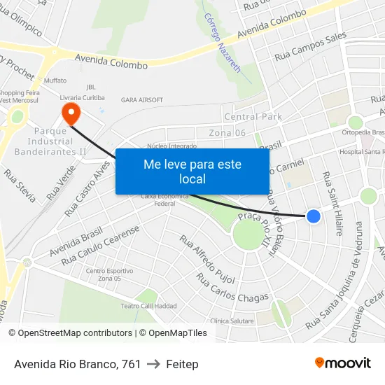 Avenida Rio Branco, 761 to Feitep map