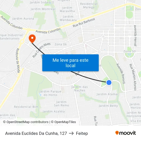 Avenida Euclídes Da Cunha, 127 to Feitep map