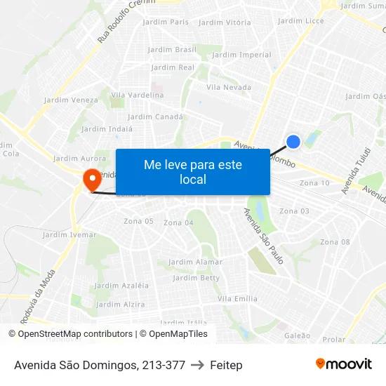 Avenida São Domingos, 213-377 to Feitep map