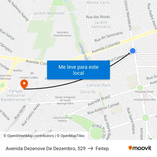 Avenida Dezenove De Dezembro, 529 to Feitep map