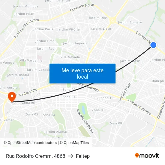 Rua Rodolfo Cremm, 4868 to Feitep map