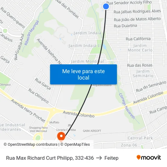 Rua Max Richard Curt Philipp, 332-436 to Feitep map