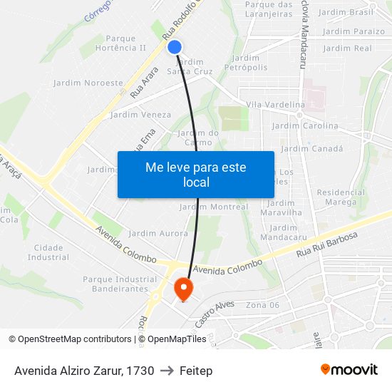 Avenida Alziro Zarur, 1730 to Feitep map