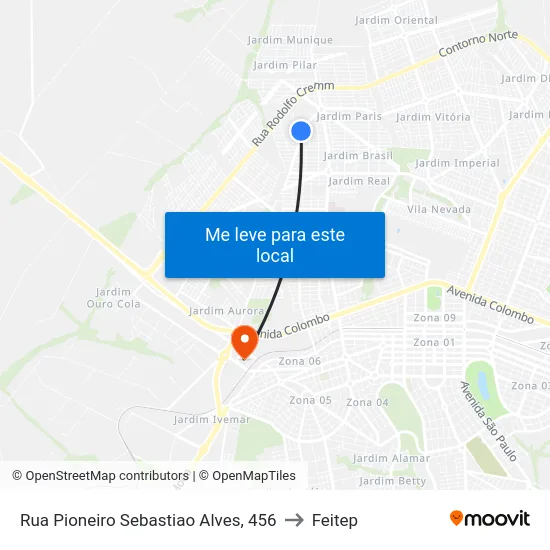 Rua Pioneiro Sebastiao Alves, 456 to Feitep map