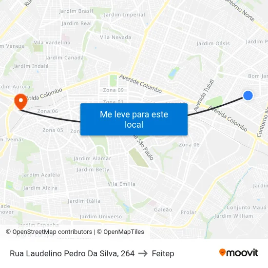 Rua Laudelino Pedro Da Silva, 264 to Feitep map