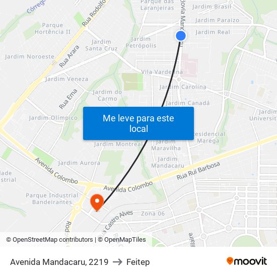Avenida Mandacaru, 2219 to Feitep map