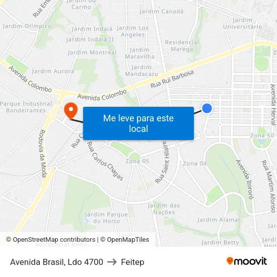 Avenida Brasil,  Ldo 4700 to Feitep map