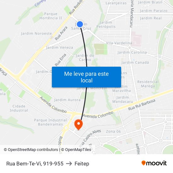 Rua Bem-Te-Vi, 919-955 to Feitep map