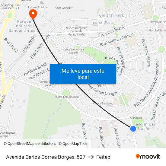 Avenida Carlos Correa Borges, 527 to Feitep map