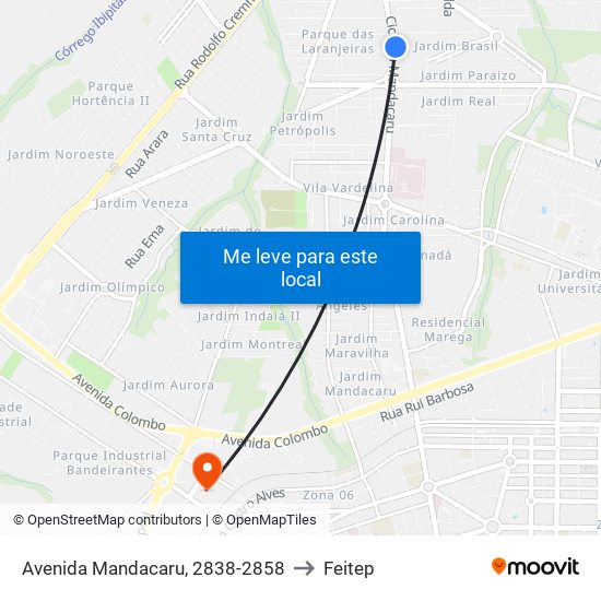 Avenida Mandacaru, 2838-2858 to Feitep map