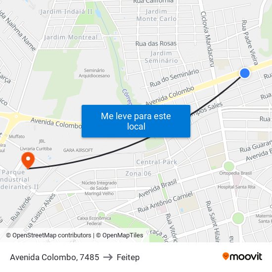 Avenida Colombo, 7485 to Feitep map