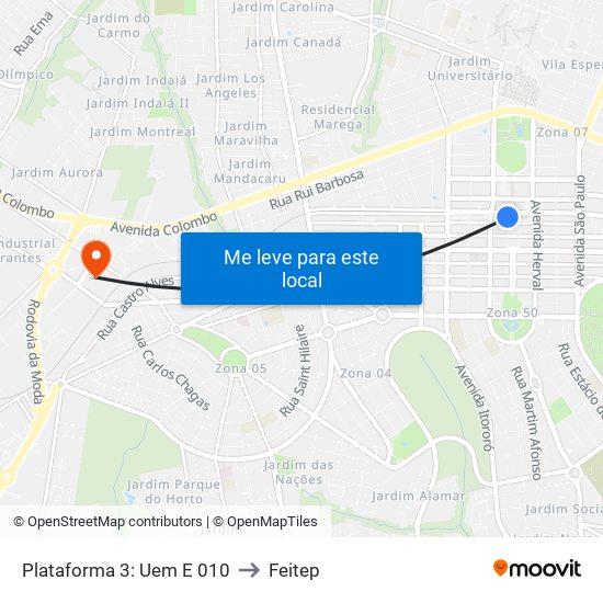 Plataforma 3: Uem E 010 to Feitep map