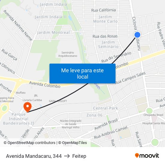 Avenida Mandacaru, 344 to Feitep map