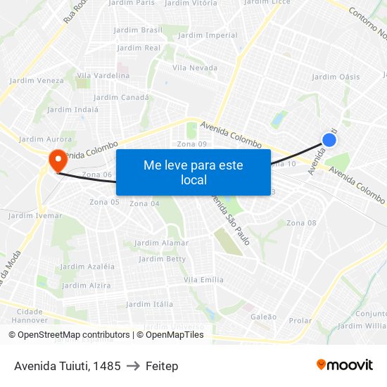 Avenida Tuiuti, 1485 to Feitep map