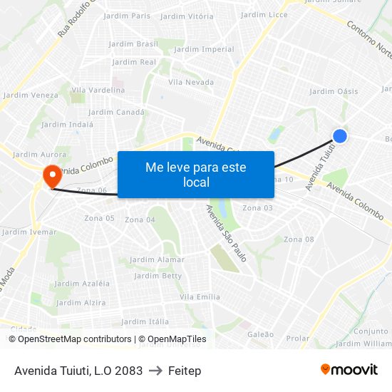 Avenida Tuiuti, L.O 2083 to Feitep map