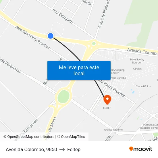 Avenida Colombo, 9850 to Feitep map