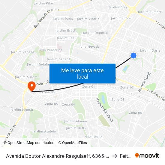 Avenida Doutor Alexandre Rasgulaeff, 6365-6527 to Feitep map