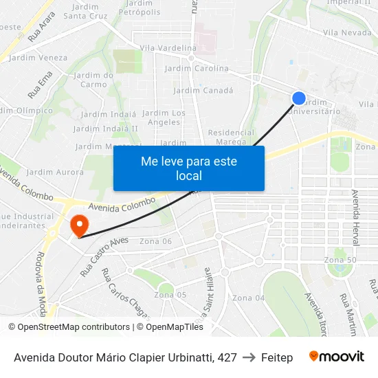 Avenida Doutor Mário Clapier Urbinatti, 427 to Feitep map