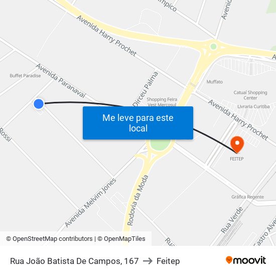 Rua João Batista De Campos, 167 to Feitep map