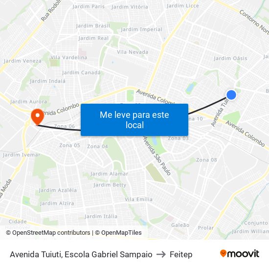 Avenida Tuiuti, Escola Gabriel Sampaio to Feitep map