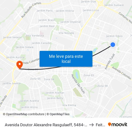 Avenida Doutor Alexandre Rasgulaeff, 5484-5666 to Feitep map