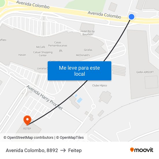 Avenida Colombo, 8892 to Feitep map