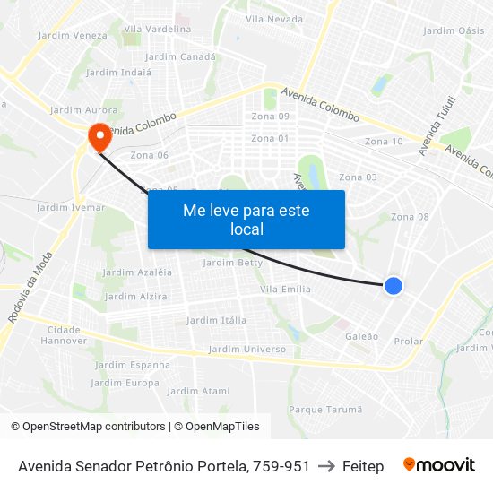 Avenida Senador Petrônio Portela, 759-951 to Feitep map