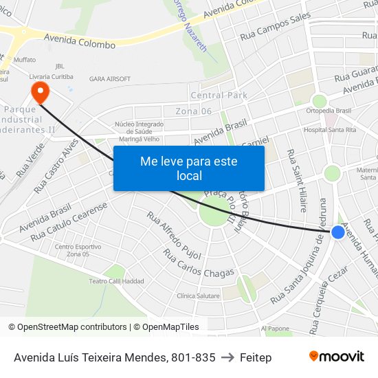 Avenida Luís Teixeira Mendes, 801-835 to Feitep map