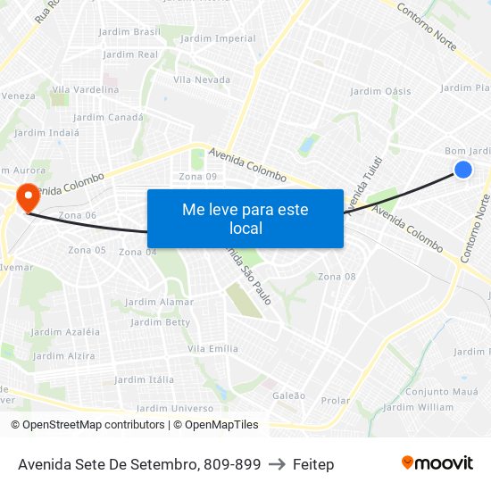 Avenida Sete De Setembro, 809-899 to Feitep map