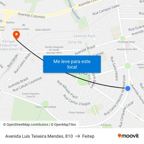 Avenida Luís Teixeira Mendes, 810 to Feitep map