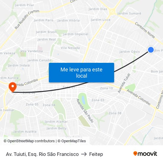 Av. Tuiuti, Esq. Rio São Francisco to Feitep map