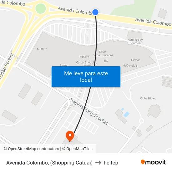 Avenida Colombo, (Shopping Catuaí) to Feitep map