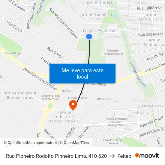 Rua Pioneiro Rodolfo Pinheiro Lima, 410-620 to Feitep map