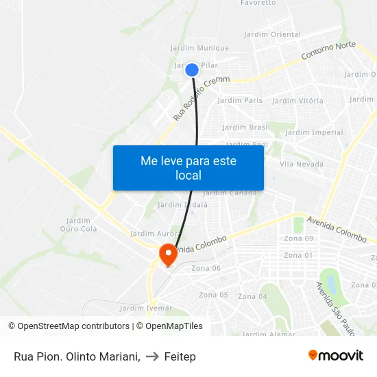 Rua Pion. Olinto Mariani, to Feitep map
