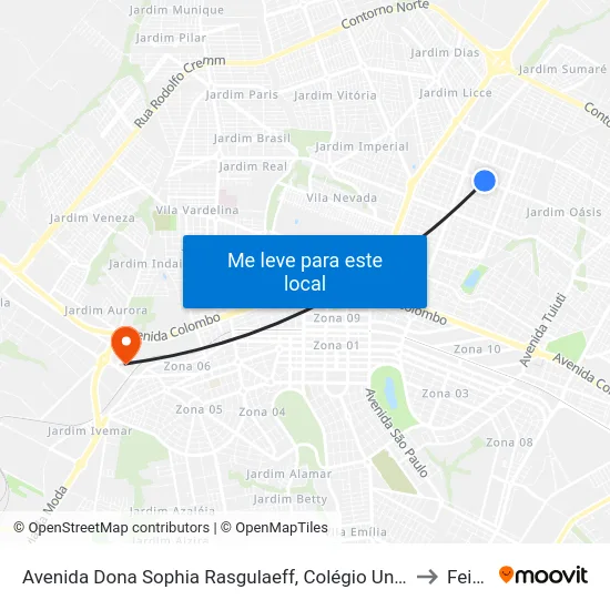 Avenida Dona Sophia Rasgulaeff, Colégio Unidade Polo to Feitep map
