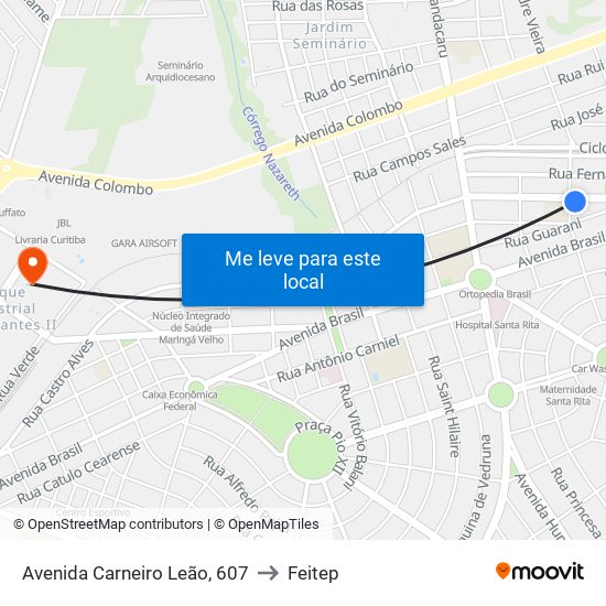 Avenida Carneiro Leão, 607 to Feitep map