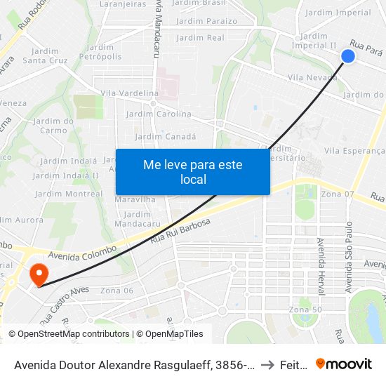 Avenida Doutor Alexandre Rasgulaeff, 3856-3998 to Feitep map