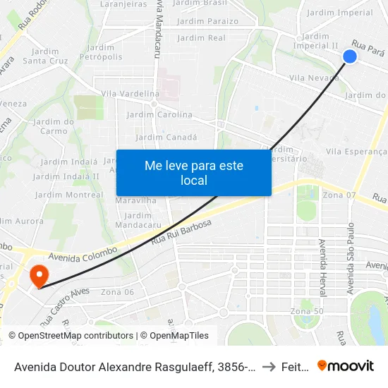 Avenida Doutor Alexandre Rasgulaeff, 3856-3998 to Feitep map