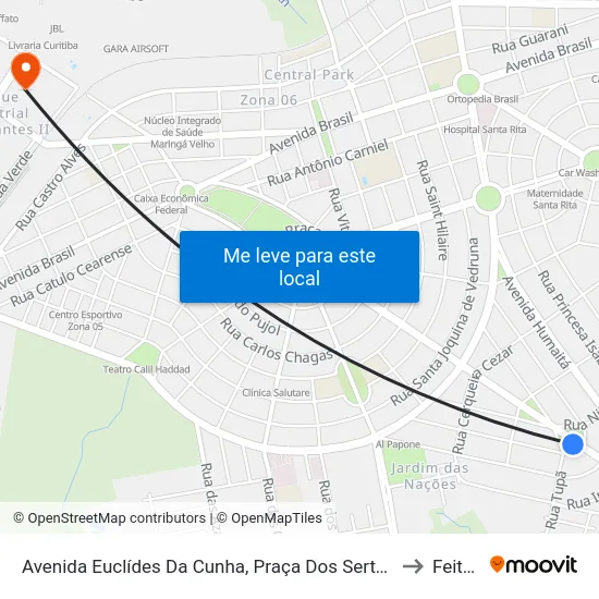 Avenida Euclídes Da Cunha, Praça Dos Sertões to Feitep map