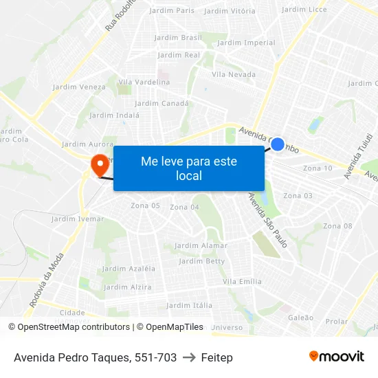 Avenida Pedro Taques, 551-703 to Feitep map